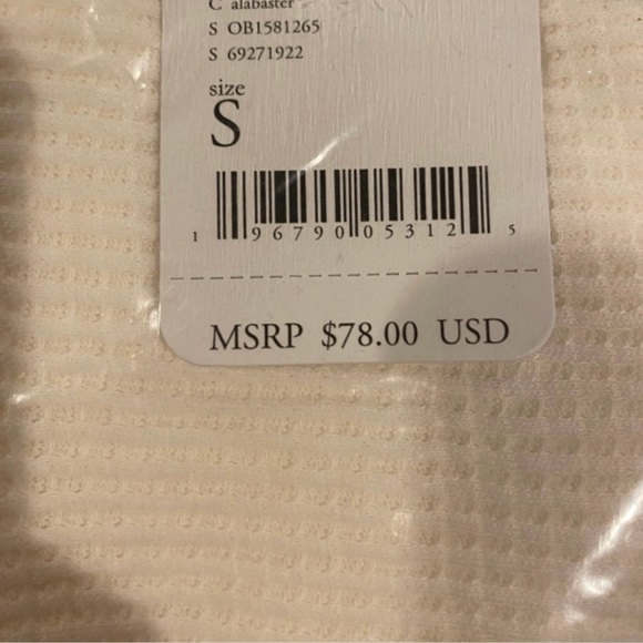 Free People Santa Clara Long Sleeve Thermal Top Alabaster Size Small - Picture 5 of 8